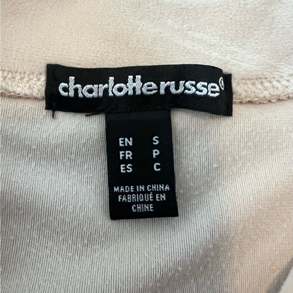 Charlotte Russe Cream Velour Cropped Zip Up Sweater - Picture 7 of 10